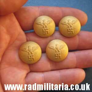 & WW2 SET of 4 German NSDAP BUTTONS with eagle, marks: A EXTRA FEIN RZM M5/8 genuine.