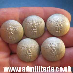 & WW2 SET of 5 German NSDAP BUTTONS with eagle, marks: RZM Assmann & Sohne - genuine