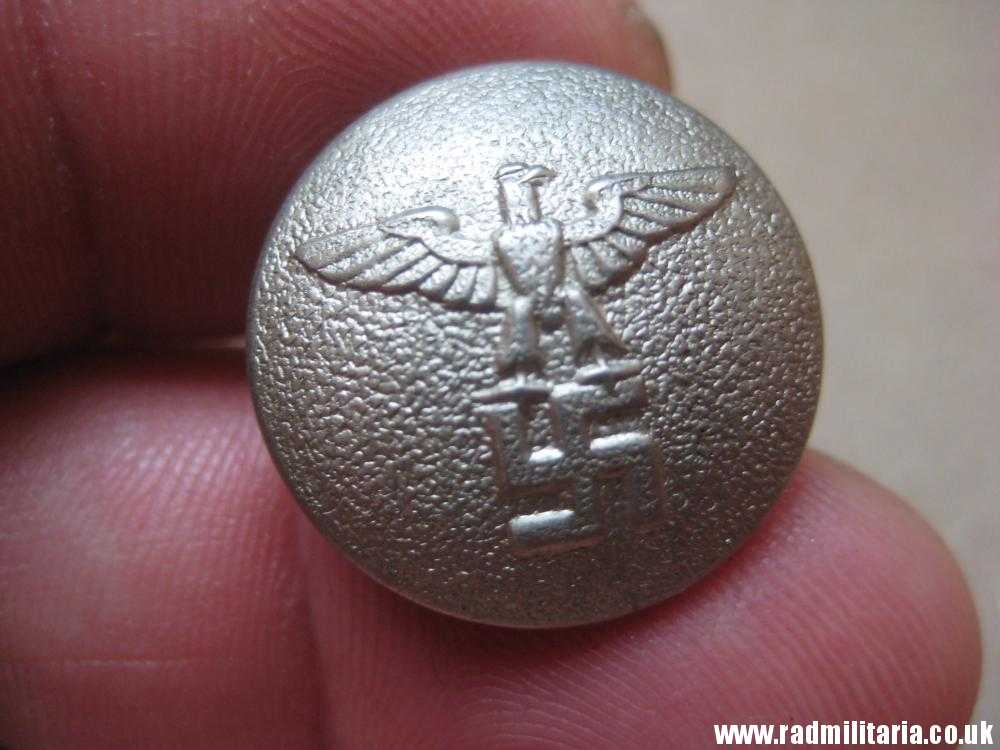 & WW2 German white metal NSDAP BUTTON, marked: RZM UE 76/6 - good used condition.