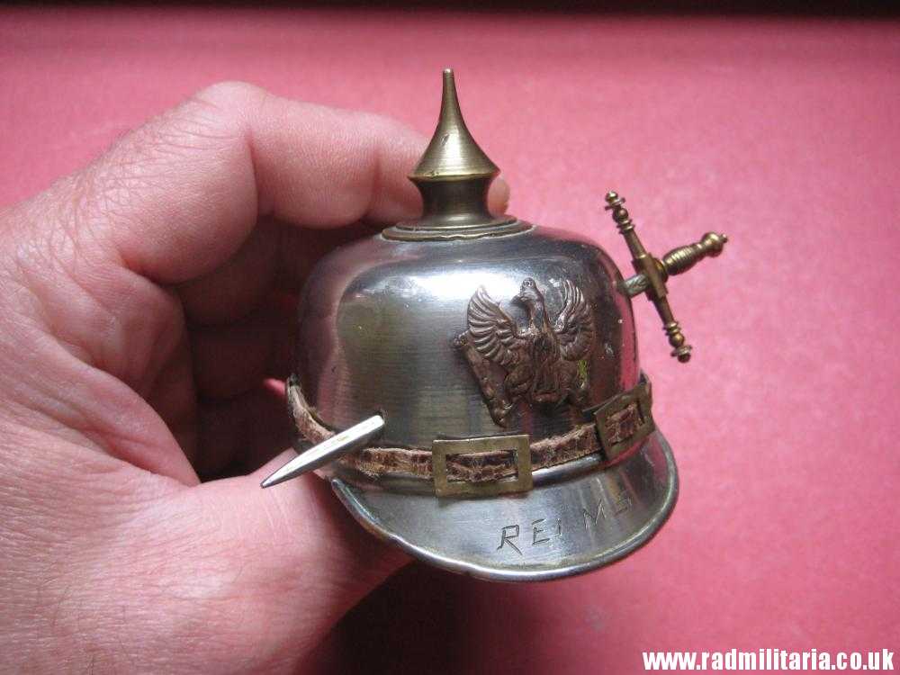 & post WW1 German pickelhaube MINIATURE metal HELMET. - Image 5