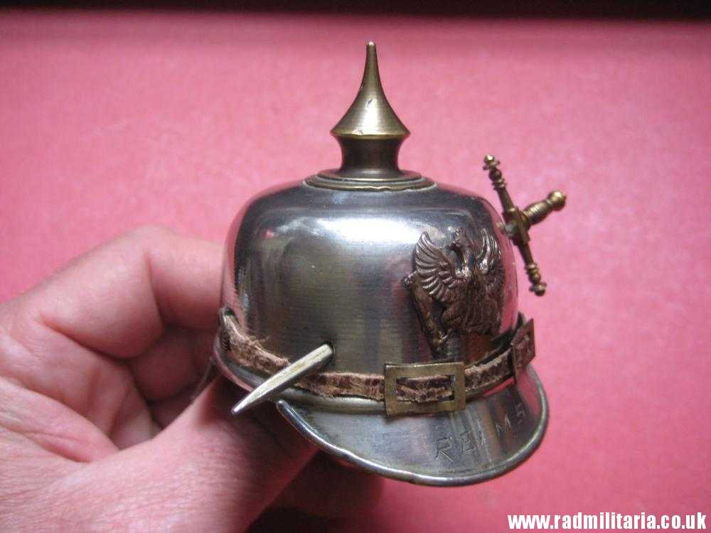 & post WW1 German pickelhaube MINIATURE metal HELMET. - Image 10