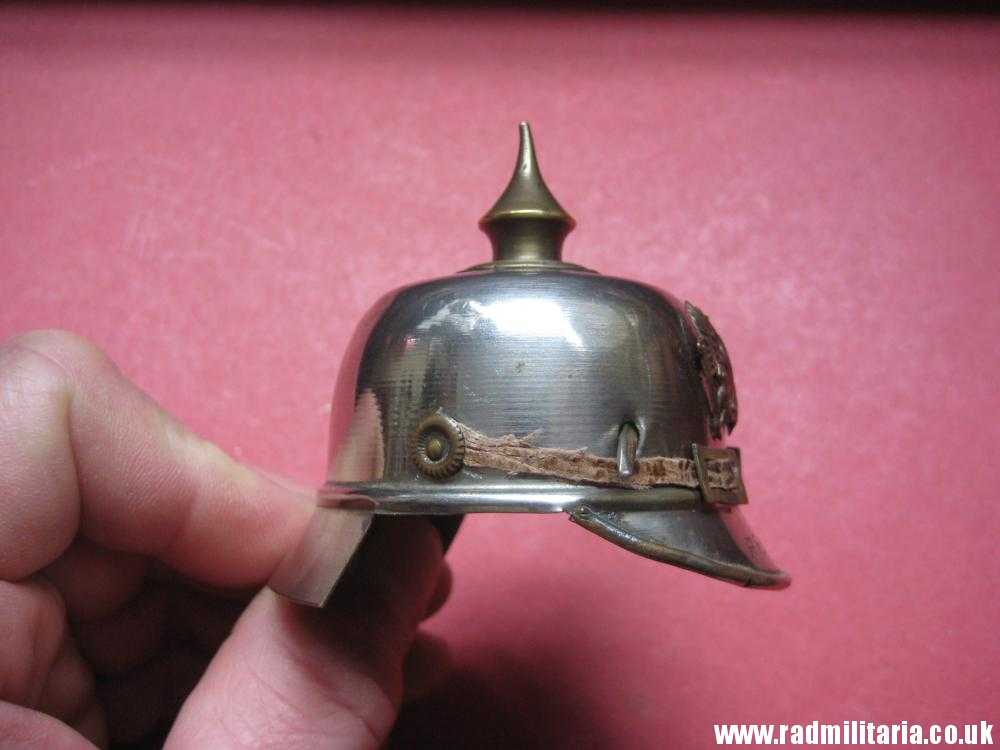 & post WW1 German pickelhaube MINIATURE metal HELMET. - Image 4