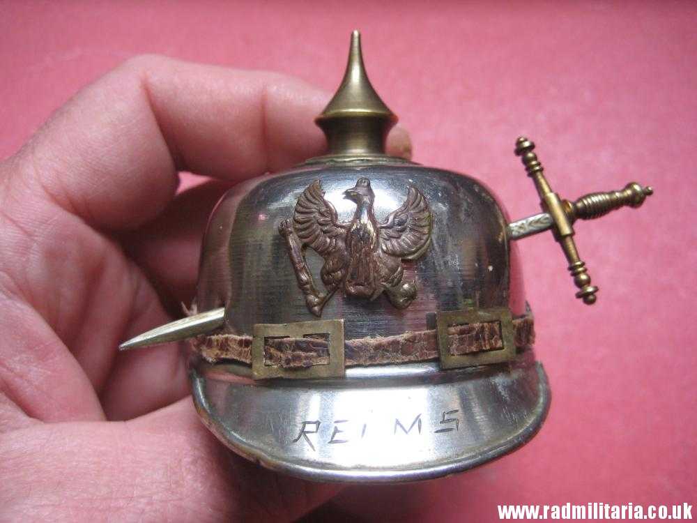 & post WW1 German pickelhaube MINIATURE metal HELMET.