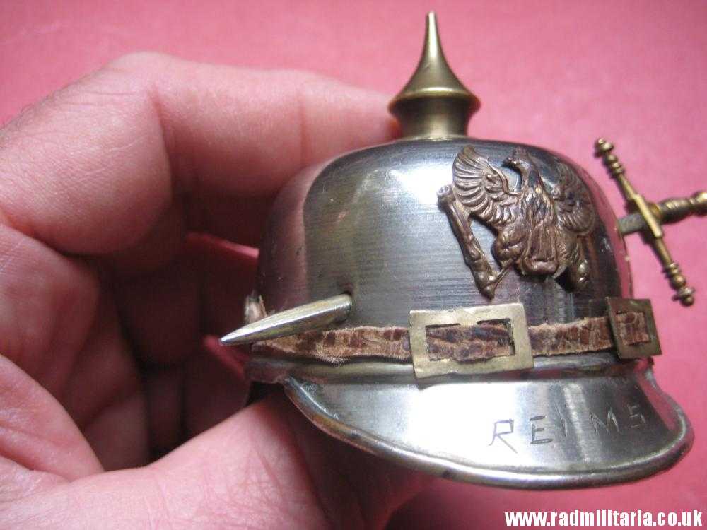 & post WW1 German pickelhaube MINIATURE metal HELMET. - Image 12