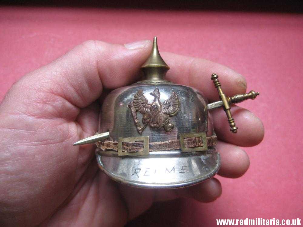 & post WW1 German pickelhaube MINIATURE metal HELMET. - Image 13