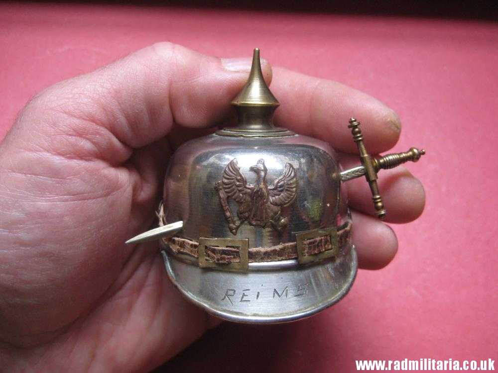 & post WW1 German pickelhaube MINIATURE metal HELMET. - Image 20