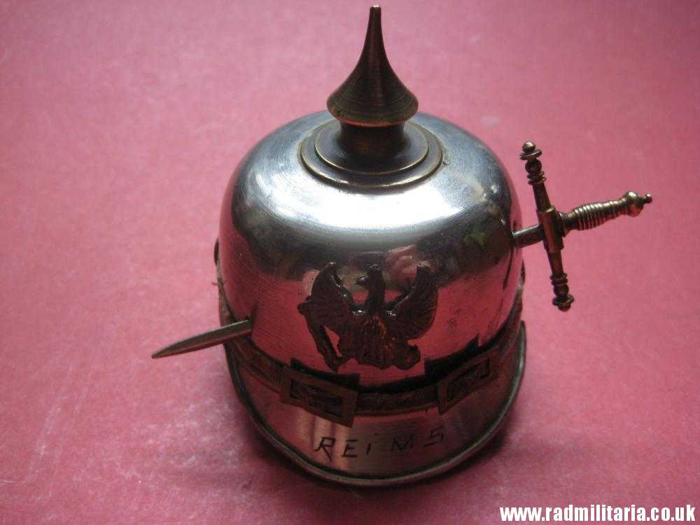 & post WW1 German pickelhaube MINIATURE metal HELMET. - Image 14