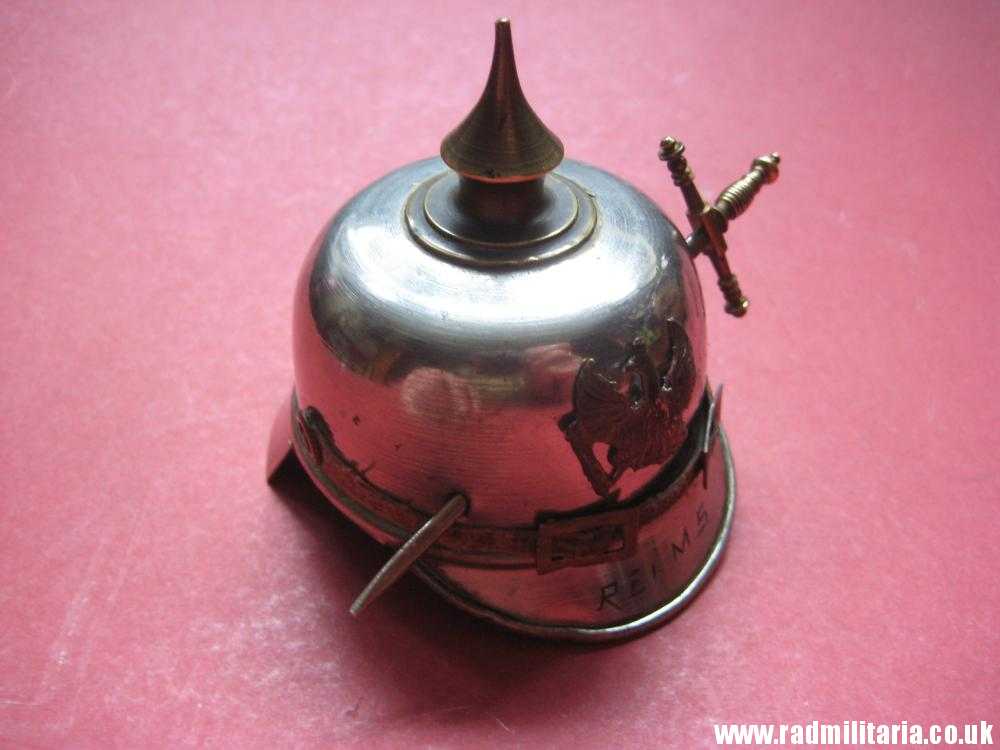 & post WW1 German pickelhaube MINIATURE metal HELMET. - Image 15
