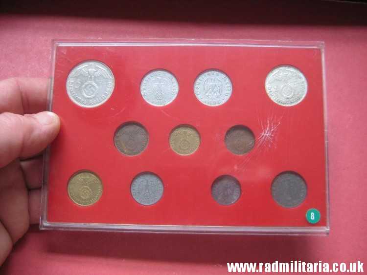 & Set of 11 original WW2 German COINS with EAGLE 1935 - 1944 in used condition with plastic cover (no.8) - Image 12