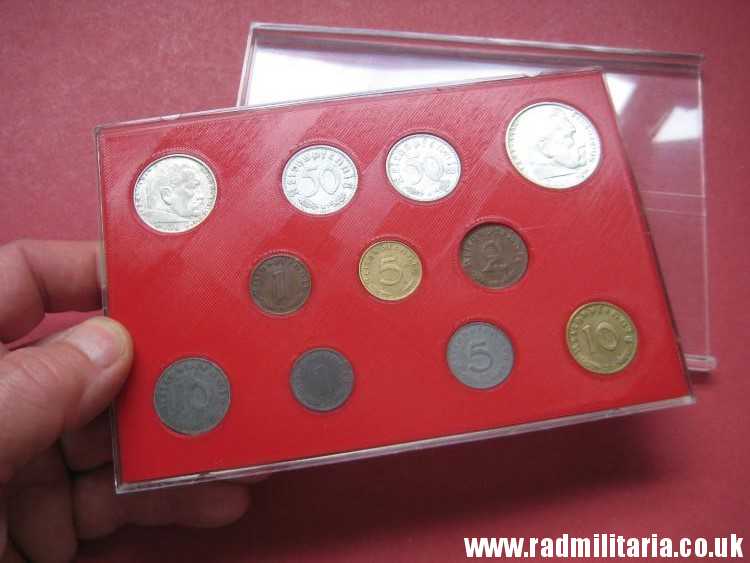 & Set of 11 original WW2 German COINS with EAGLE 1935 - 1944 in used condition with plastic cover (no.8) - Image 15