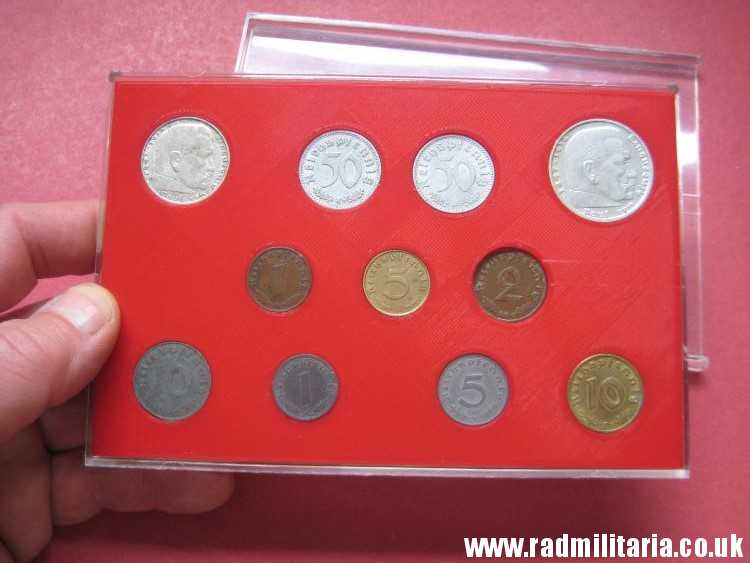 & Set of 11 original WW2 German COINS with EAGLE 1935 - 1944 in used condition with plastic cover (no.8) - Image 16