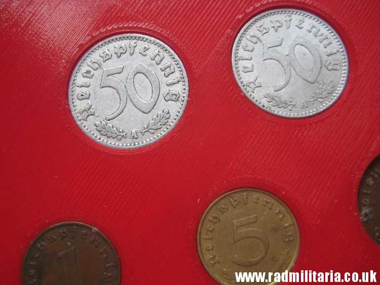 & Set of 11 original WW2 German COINS with EAGLE 1935 - 1944 in used condition with plastic cover (no.8) - Image 17