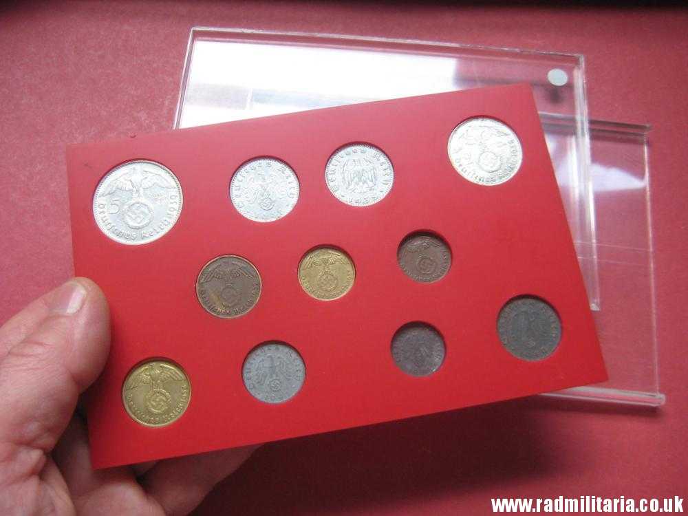 & Set of 11 original WW2 German COINS with EAGLE 1935 - 1944 in used condition with plastic cover (no.8) - Image 19