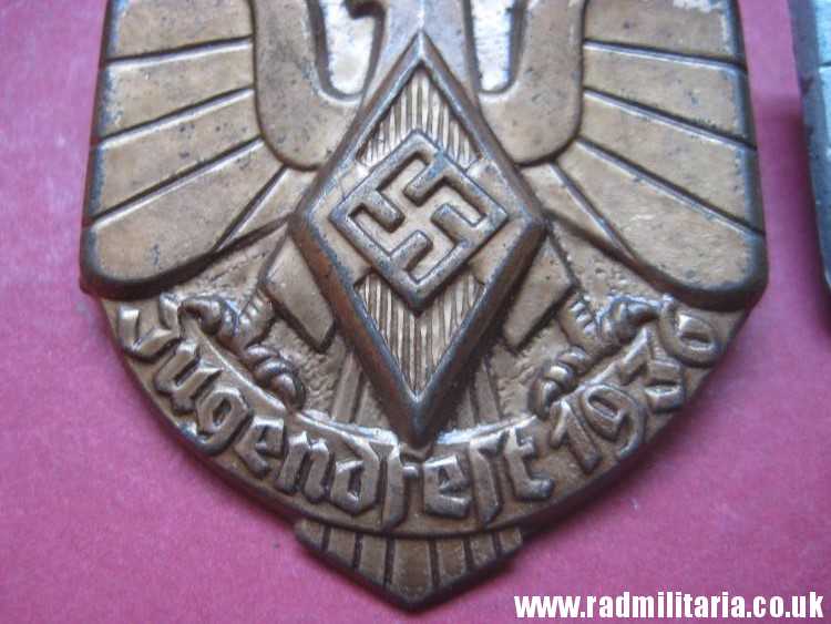& pre WW2 German HJ Tinnie BADGES - SET of 2. Deutsches Jugendfest 1936 and 1937 - genuine !! - Image 4