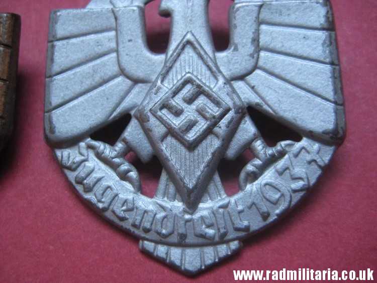 & pre WW2 German HJ Tinnie BADGES - SET of 2. Deutsches Jugendfest 1936 and 1937 - genuine !! - Image 5