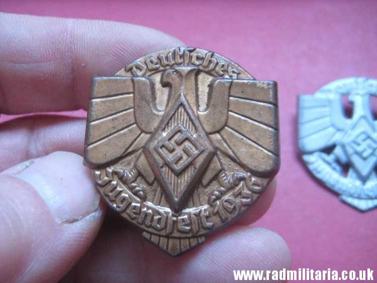 & pre WW2 German HJ Tinnie BADGES - SET of 2. Deutsches Jugendfest 1936 and 1937 - genuine !! - Image 7