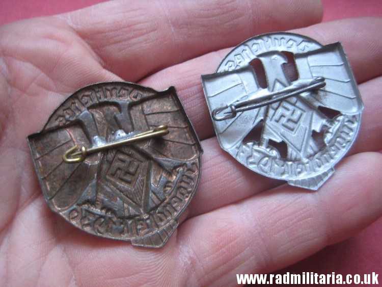 & pre WW2 German HJ Tinnie BADGES - SET of 2. Deutsches Jugendfest 1936 and 1937 - genuine !! - Image 3
