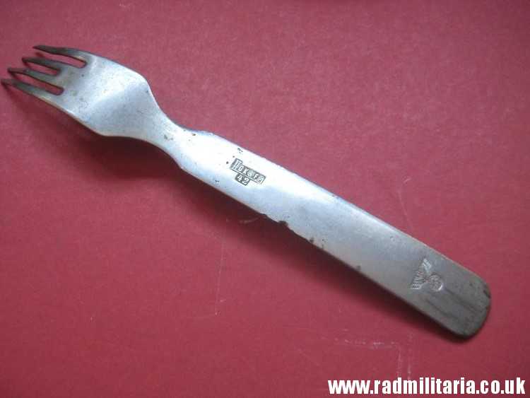 & WW2 original German FORK with Eagle marked: GK&F42 stainless steel - 3RD REICH CUTLERY. - Image 2