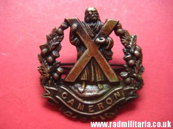 & WW1 Scottish badge: British Military Cap Badge Queen's Own Cameron Highlanders - genuine. - Image 2