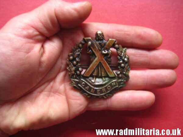 & WW1 Scottish badge: British Military Cap Badge Queen's Own Cameron Highlanders - genuine. - Image 4