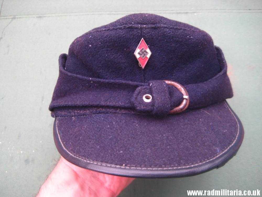 & WW2 original German Hitler Youth HJ CAP with original badge RZM M1/148 - HitlerJugend, as found !!