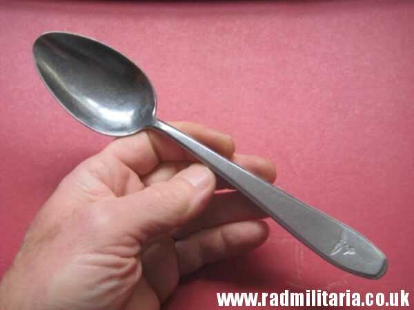 & WW2 genuine German Luftwaffe TABLE SPOON marked: ROSTFREIER STAHL (Stainless steel) - v. good used condition. - Image 2