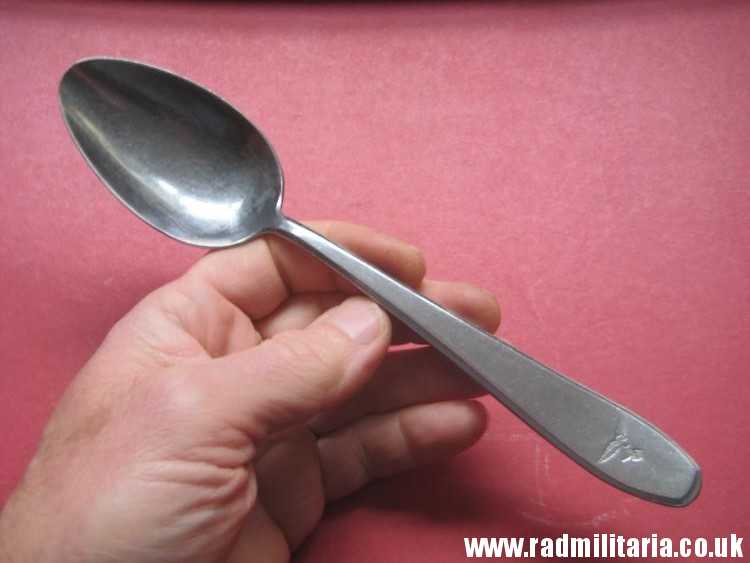 & WW2 genuine German Luftwaffe TABLE SPOON marked: ROSTFREIER STAHL (Stainless steel) - v. good used condition. - Image 2