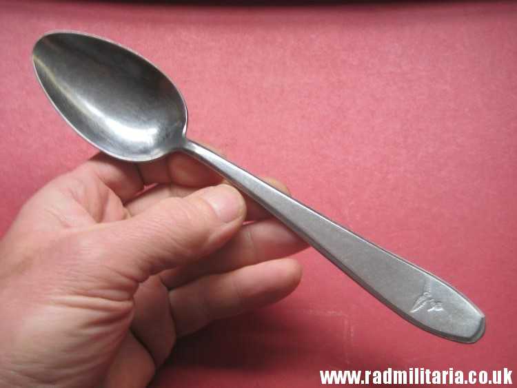 & WW2 genuine German Luftwaffe TABLE SPOON marked: ROSTFREIER STAHL (Stainless steel) - v. good used condition. - Image 6