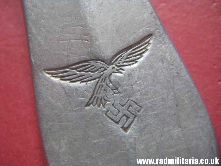 & WW2 genuine German Luftwaffe SPOON marked: FL.U.V. GAG 38 - v. good used condition. - Image 8