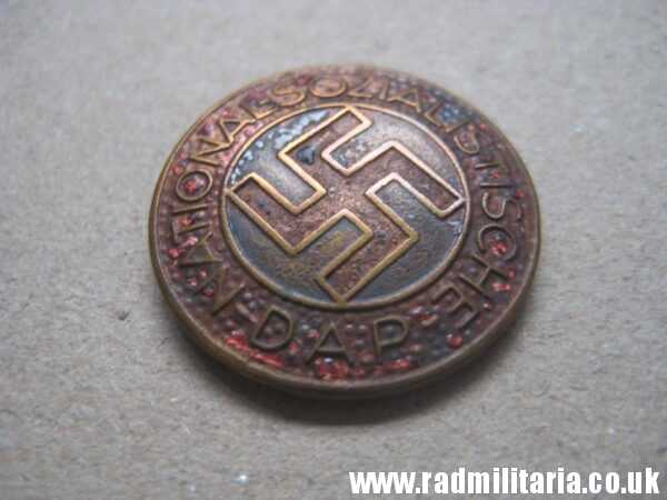 & WW2 original German NSDAP enamel membership BADGE marked: RZM M1/159 poor condition. - Image 6