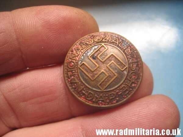 & WW2 original German NSDAP enamel membership BADGE marked: RZM M1/159 poor condition.