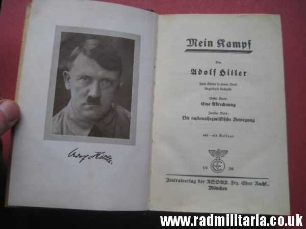 & genuine German BOOK - Adolf Hitler MEIN KAMPF Munchen 1939 - edition of the book in German. - Image 15