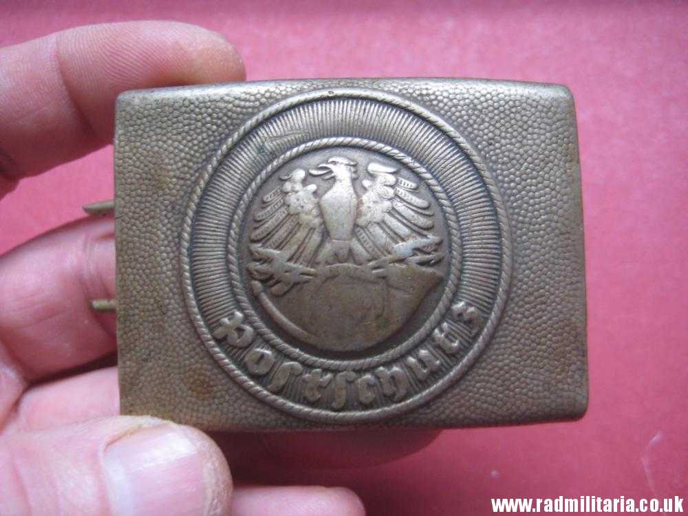 & WW2 original German POSTSCHUTZ Belt BUCKLE made of white metal - rare. - Image 17