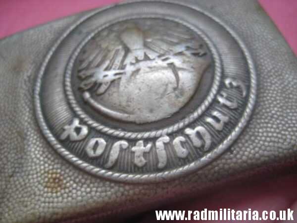 & WW2 original German POSTSCHUTZ Belt BUCKLE made of white metal - rare. - Image 6