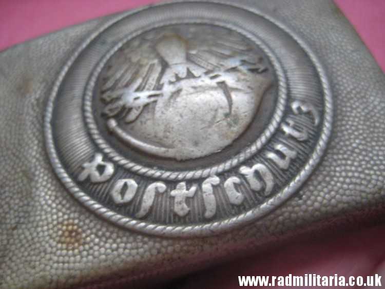 & WW2 original German POSTSCHUTZ Belt BUCKLE made of white metal - rare. - Image 6