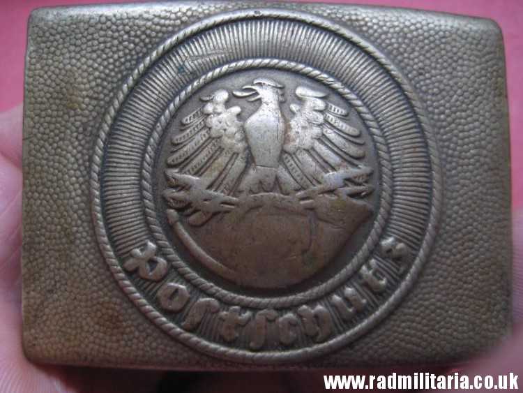 & WW2 original German POSTSCHUTZ Belt BUCKLE made of white metal - rare. - Image 7
