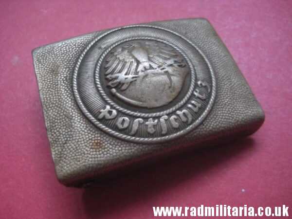 & WW2 original German POSTSCHUTZ Belt BUCKLE made of white metal - rare.