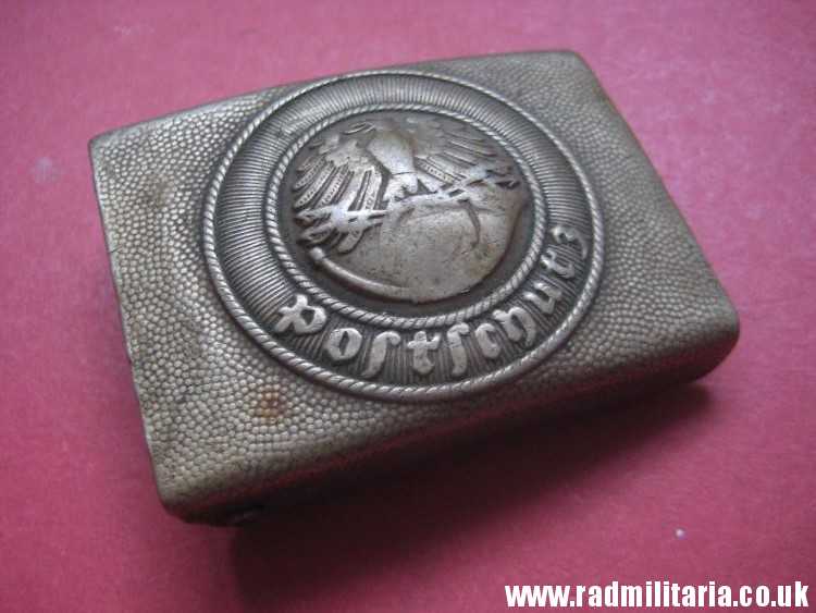 & WW2 original German POSTSCHUTZ Belt BUCKLE made of white metal - rare.