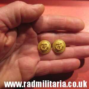 & WW2 German perfect quality KRIEGSMARINE BUTTONS - SET of 2, maker: ASSMANN SOHNE v. good condition.