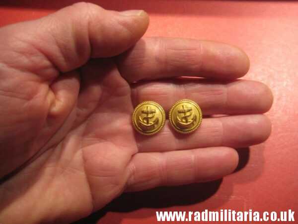 & WW2 German perfect quality KRIEGSMARINE BUTTONS - SET of 2, maker: ASSMANN SOHNE v. good condition.