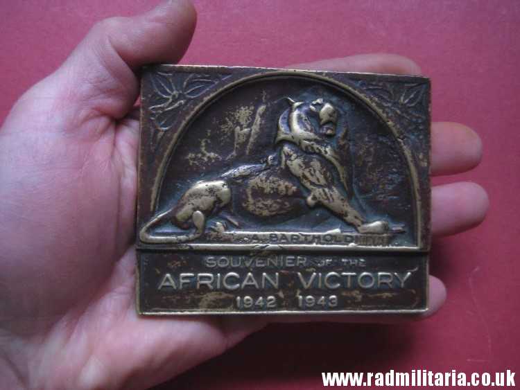 & WW2 original old British metal PLAQUE - SOUVENIER of AFRICAN VICTORY 1942 1943, rare. - Image 4