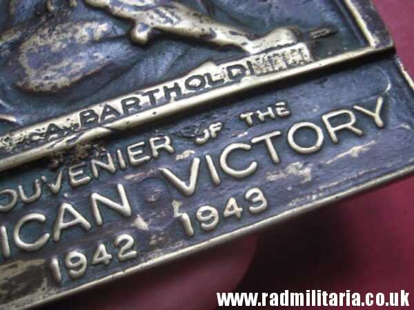 & WW2 original old British metal PLAQUE - SOUVENIER of AFRICAN VICTORY 1942 1943, rare. - Image 7