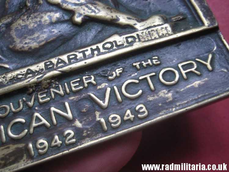 & WW2 original old British metal PLAQUE - SOUVENIER of AFRICAN VICTORY 1942 1943, rare. - Image 7