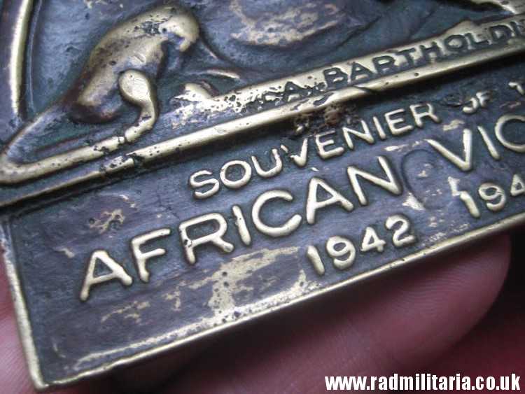 & WW2 original old British metal PLAQUE - SOUVENIER of AFRICAN VICTORY 1942 1943, rare. - Image 8