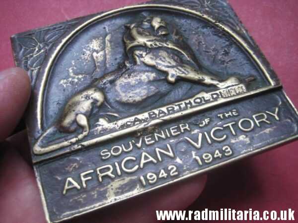 & WW2 original old British metal PLAQUE - SOUVENIER of AFRICAN VICTORY 1942 1943, rare. - Image 9