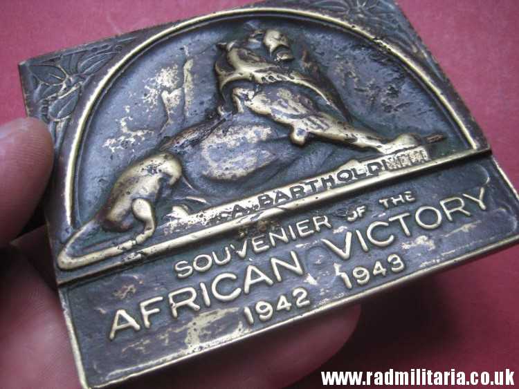 & WW2 original old British metal PLAQUE - SOUVENIER of AFRICAN VICTORY 1942 1943, rare. - Image 9