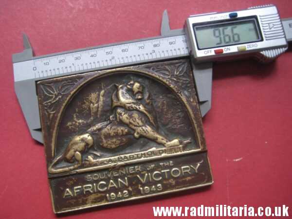 & WW2 original old British metal PLAQUE - SOUVENIER of AFRICAN VICTORY 1942 1943, rare. - Image 11