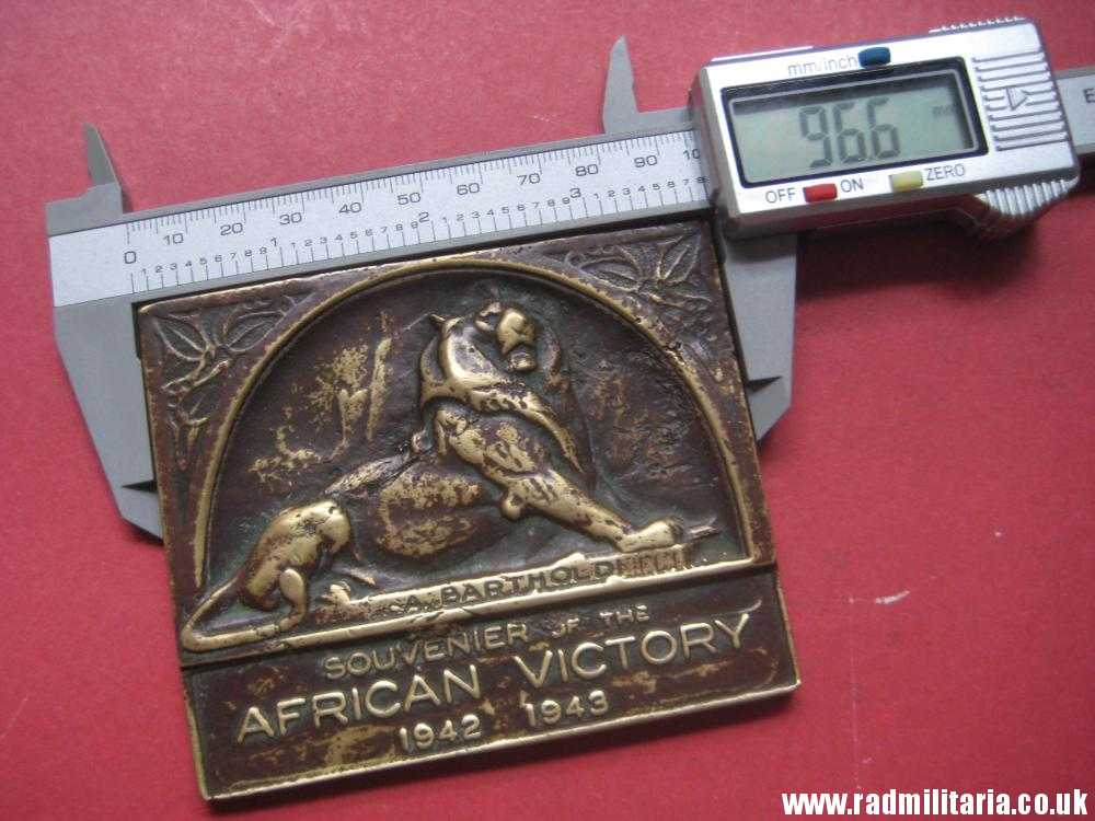 & WW2 original old British metal PLAQUE - SOUVENIER of AFRICAN VICTORY 1942 1943, rare. - Image 11