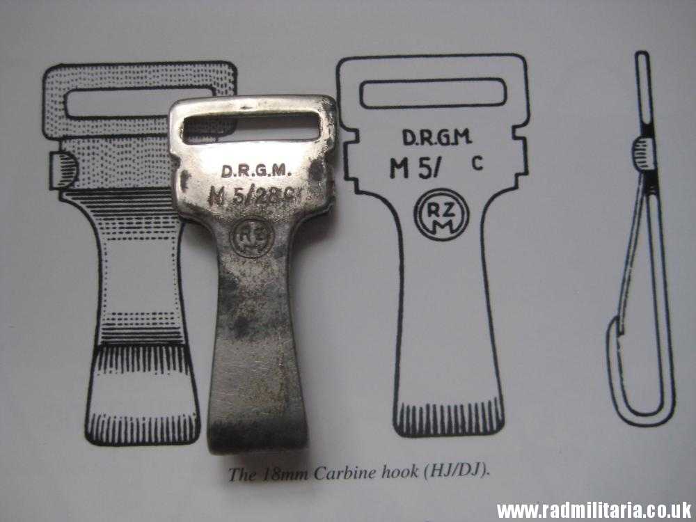 & WW2 original German HitlerYouth 20mm CARBINE HOOK (HJ, DJ) maker marks: RZM M5/28c - Image 14