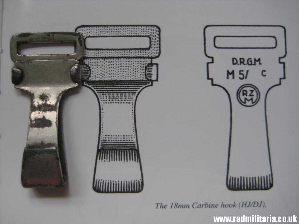 & WW2 original German HitlerYouth 20mm CARBINE HOOK (HJ, DJ) maker marks: RZM M5/28c - Image 15
